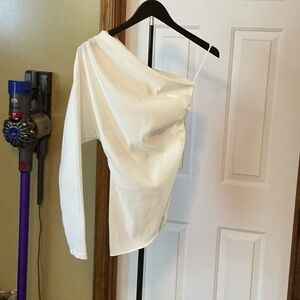 Zara White One-Shoulder Top